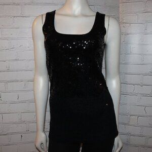 🖤✨🌙 Scarlet BLVD Tank · Black Sequins · Size L